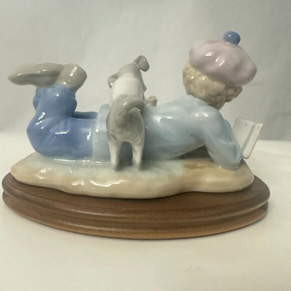 Paul Sebastian Porcelain Figure 1991 Study Buddies Boy Reading With Dog And Bird - Picture 4 of 9